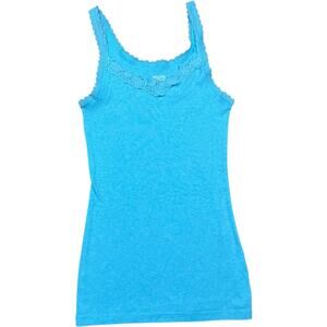 Mossimo Y2K Blue Lace Trim Tank Top